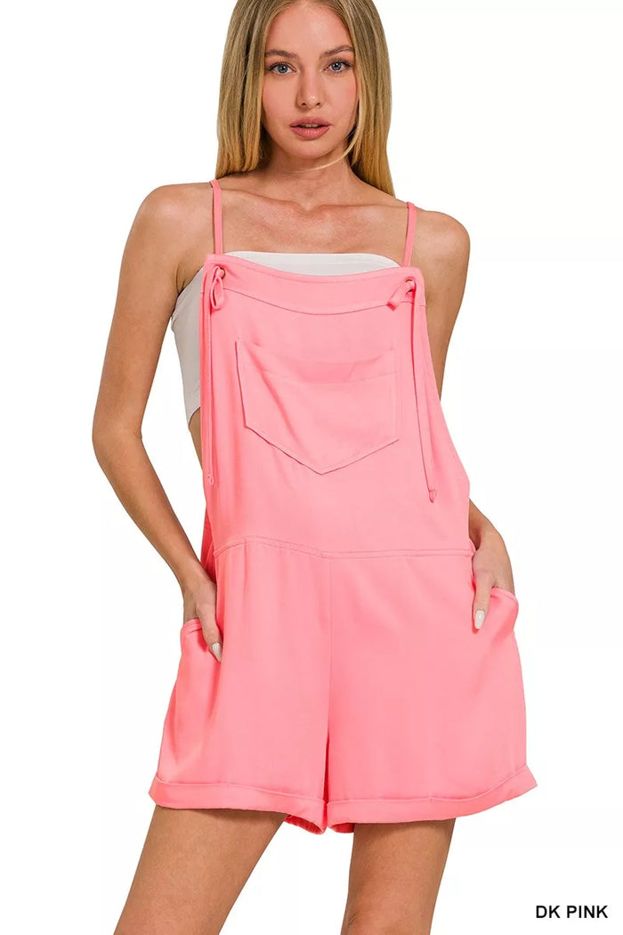 Zenana Rayon Woven Romper for Women With Tie Knot Strap