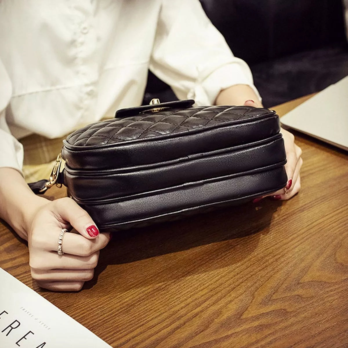Quilted Turn Lock Crossbody Bag for Women