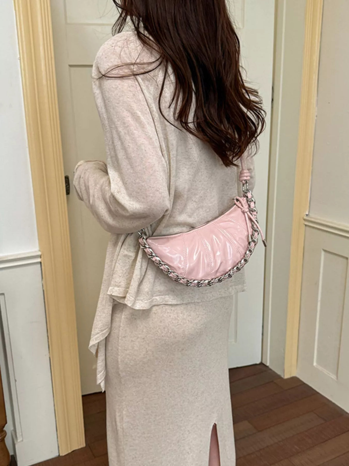 Ruched Crescent Crossbody Bag