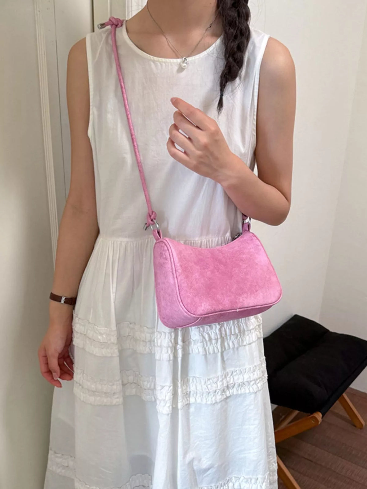Baguette Vegan Leather Crossbody Bag for Women