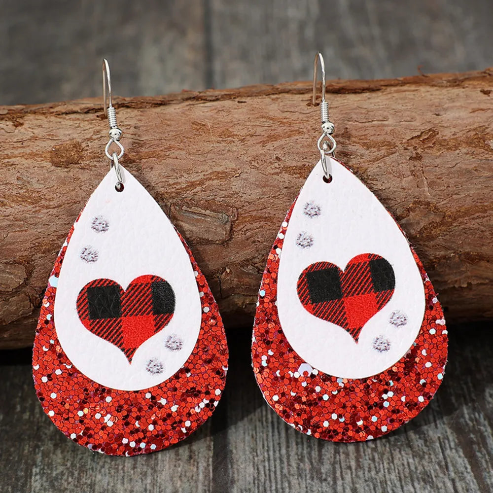 Heart Sequin Leather Teardrop Earrings – image 2 | Lilixa Trending Jewelry