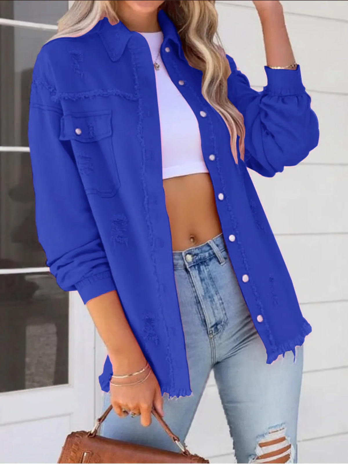 Distressed Frayed Denim Jacket
