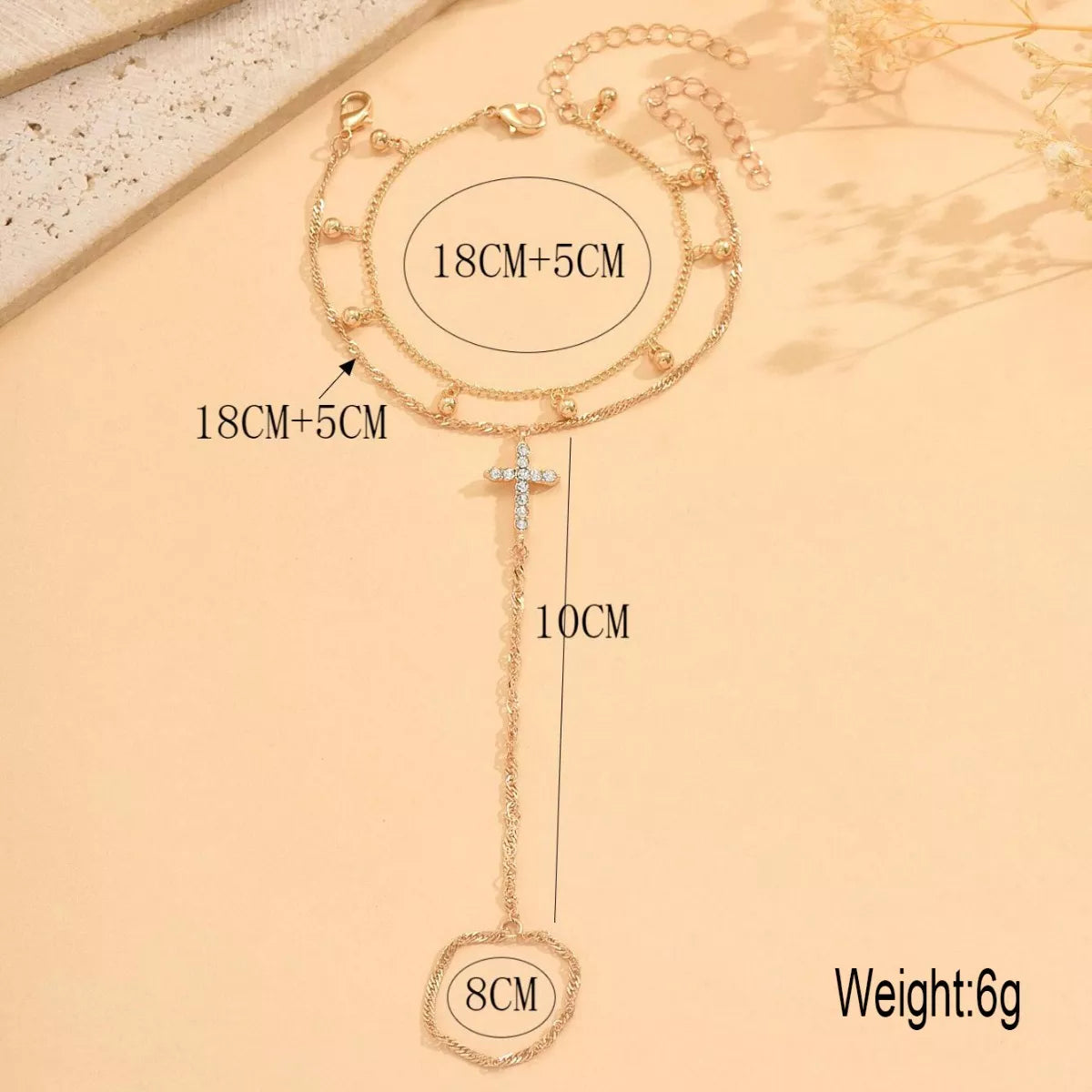 18K Gold-Plated Chain Cross Bracelet for Women