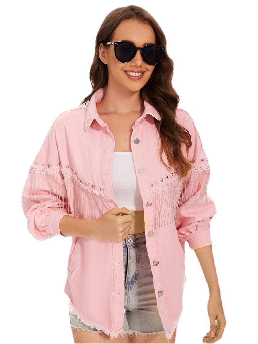 Raw Hem Fringe Denim Jacket