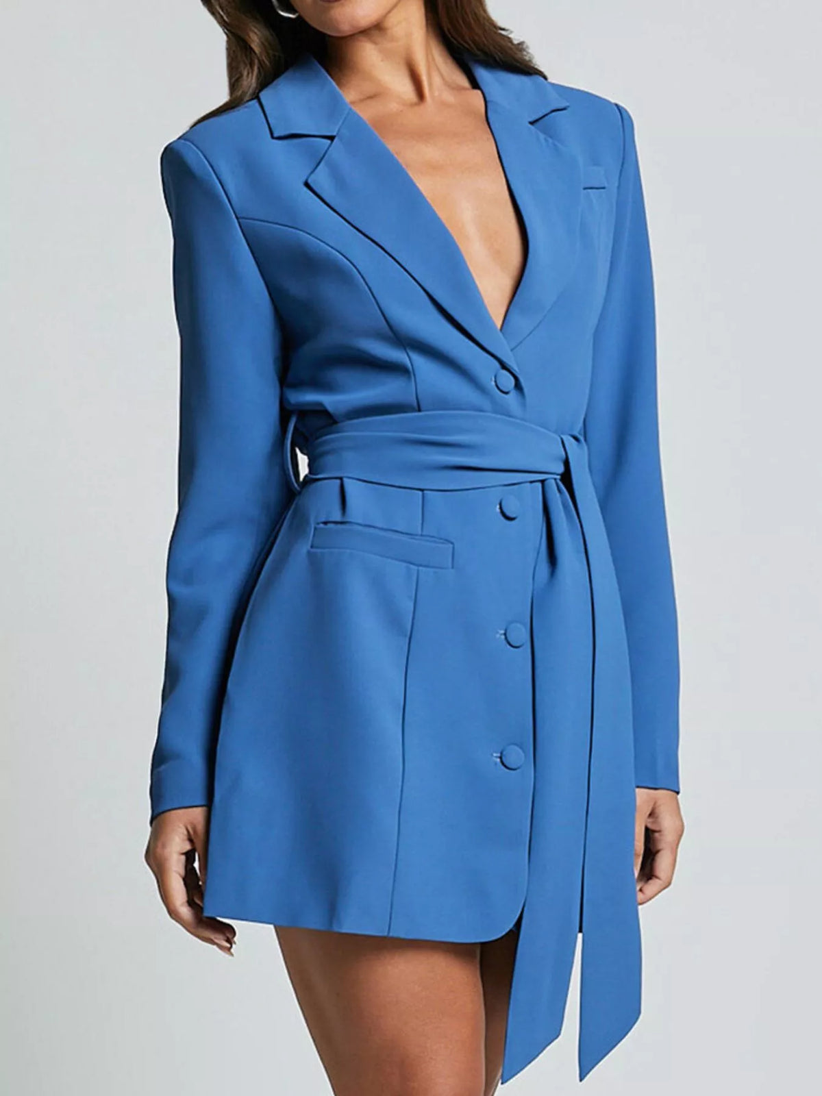 Tie Waist Lapel Blazer