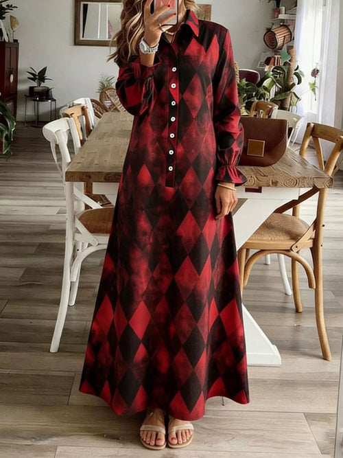 Argyle Button Down Maxi Dress