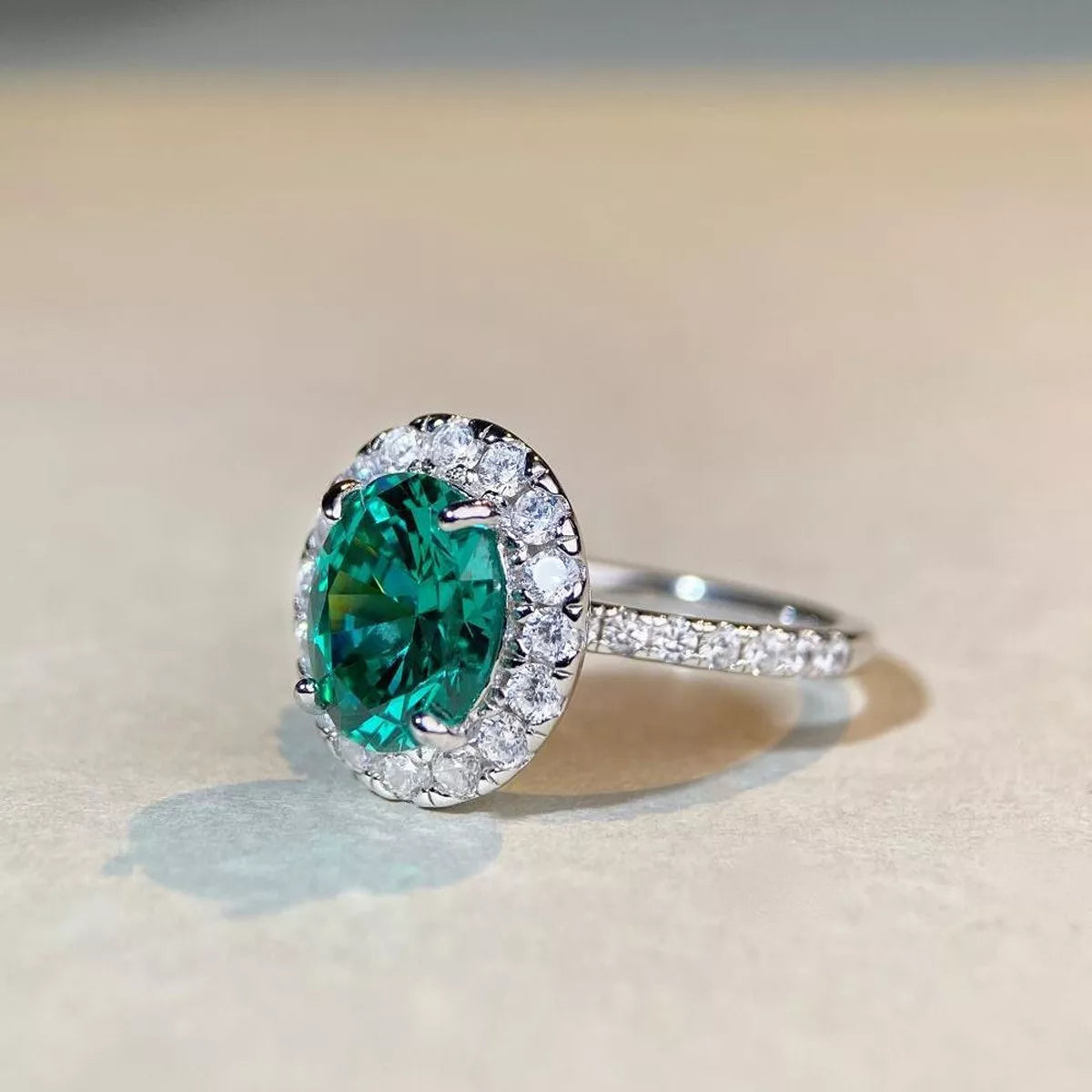 925 Sterling Silver Oval Zircon Ring for Women