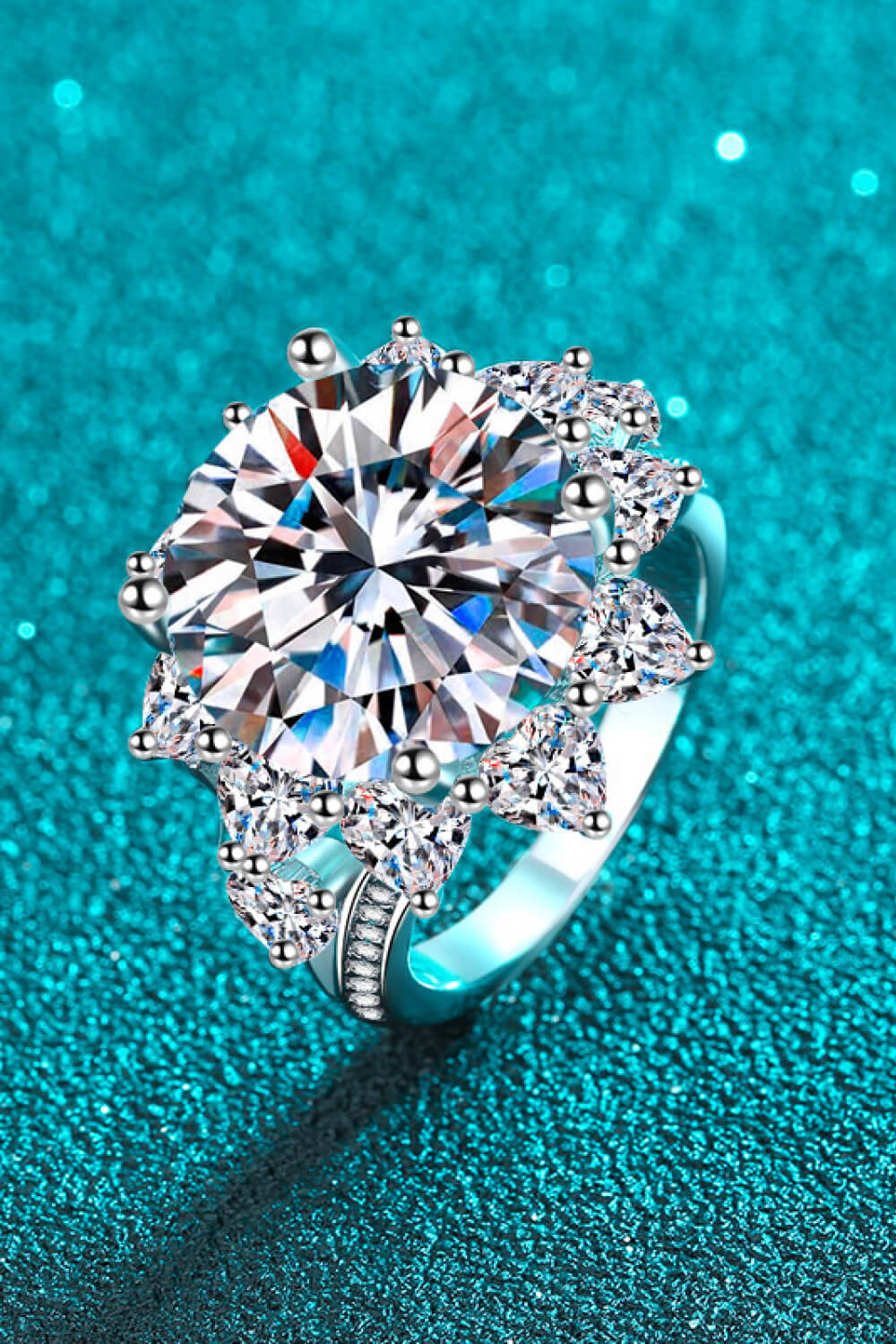 10 Carat Moissanite Flower-Shaped Ring for Women