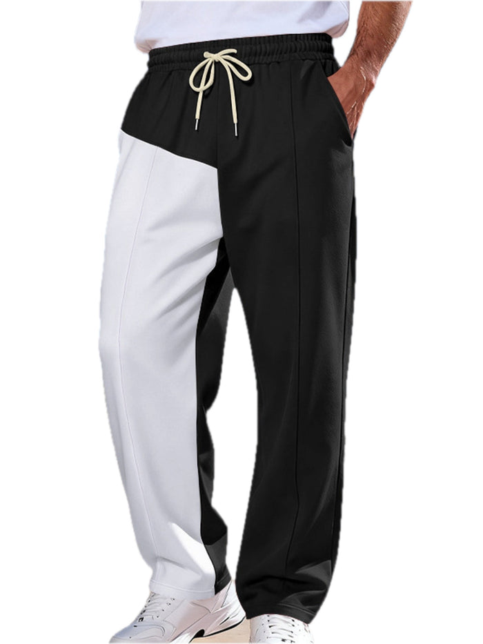 Men's Color Block Drawstring Pants Plus Size