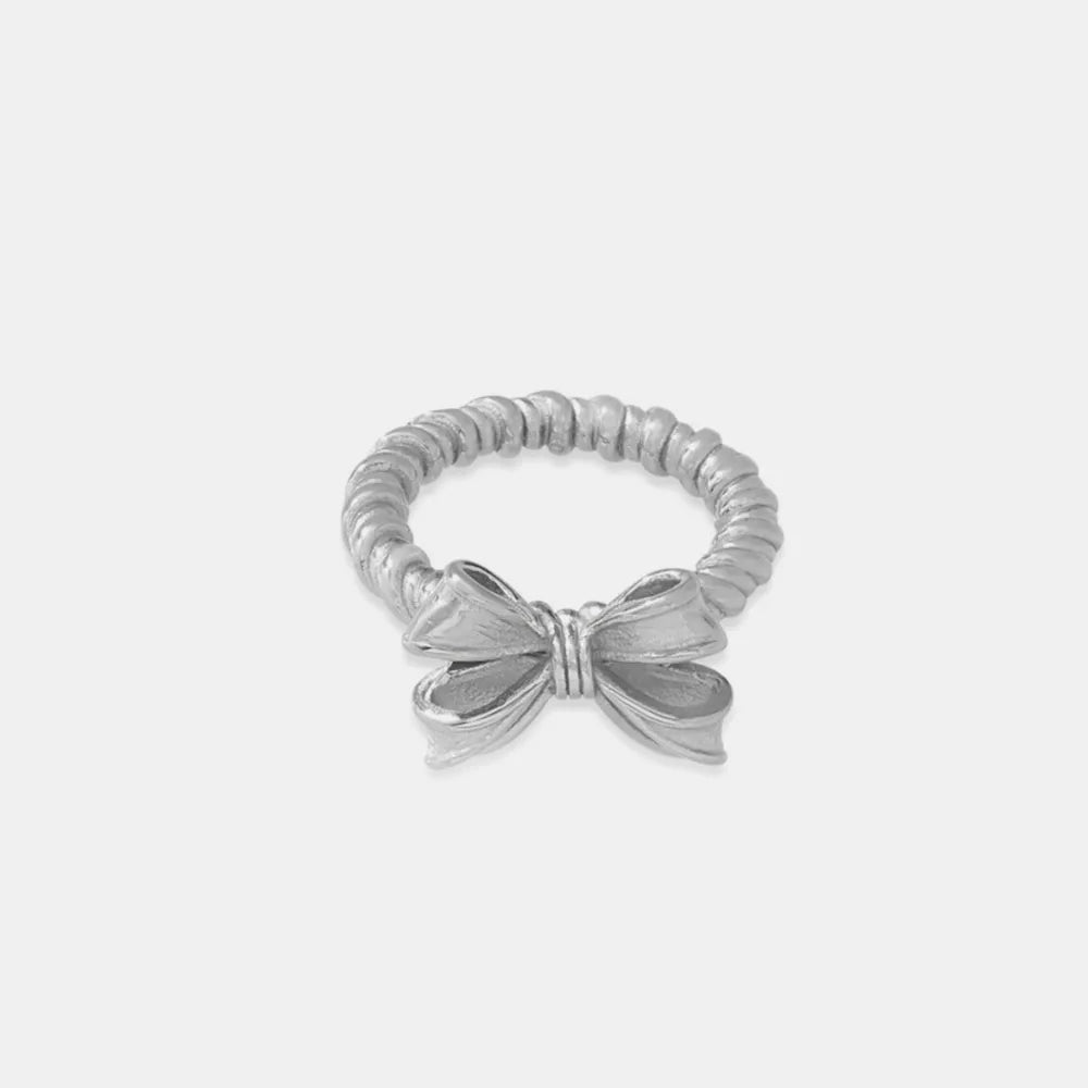 Twisted Titanium Steel Bow Ring for Women