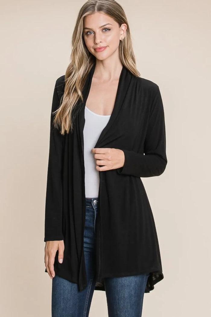 BOMBOM Open Front Long Sleeve Cardigan for Women