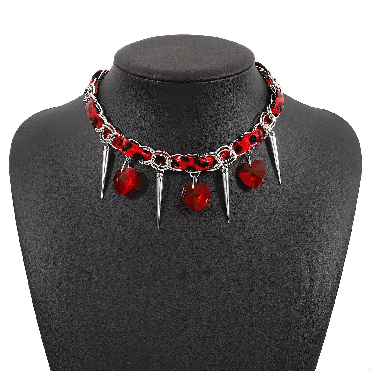 Heart Charm Choker Necklace with Metal Spikes – image 9 | Lilixa Trending Jewelry