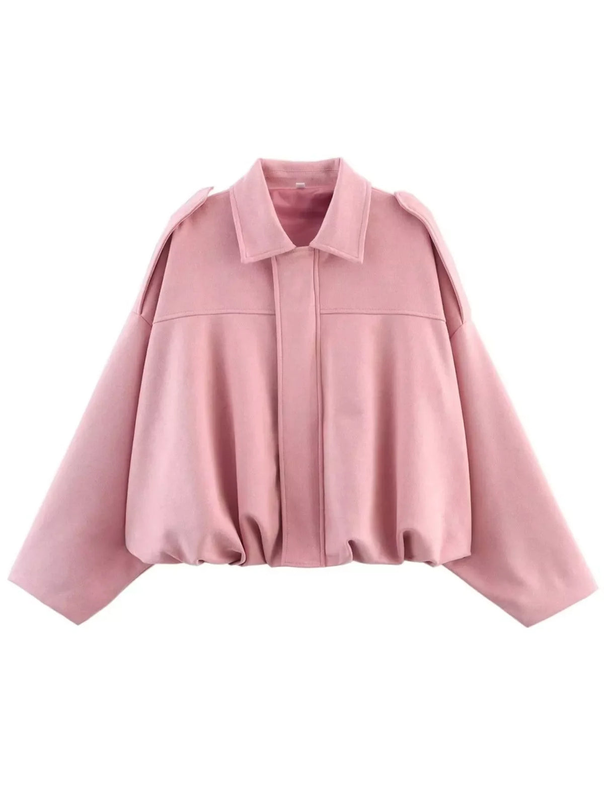 Collared Neck Dropped Shoulder Jacket for Women