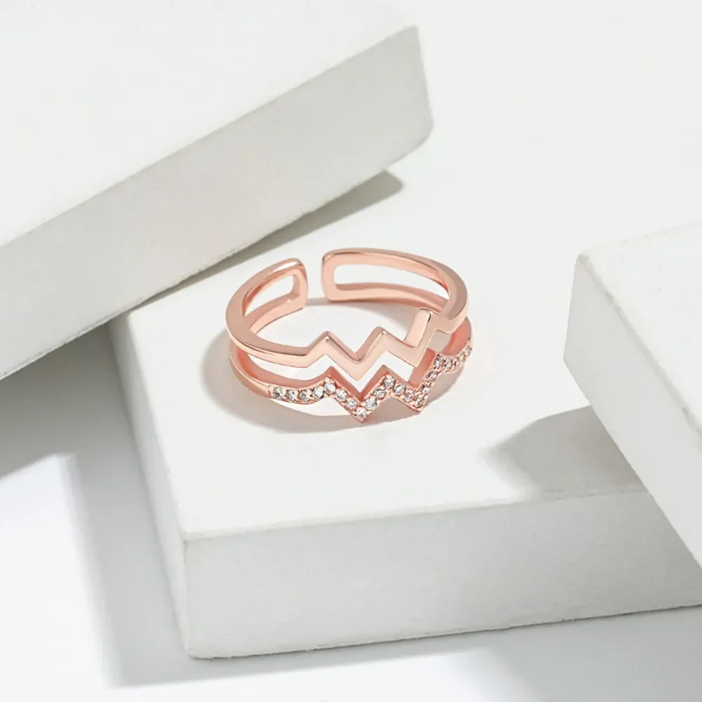 Wave Shape Inlaid Zircon Open Ring – image 6 | Lilixa Trending Jewelry