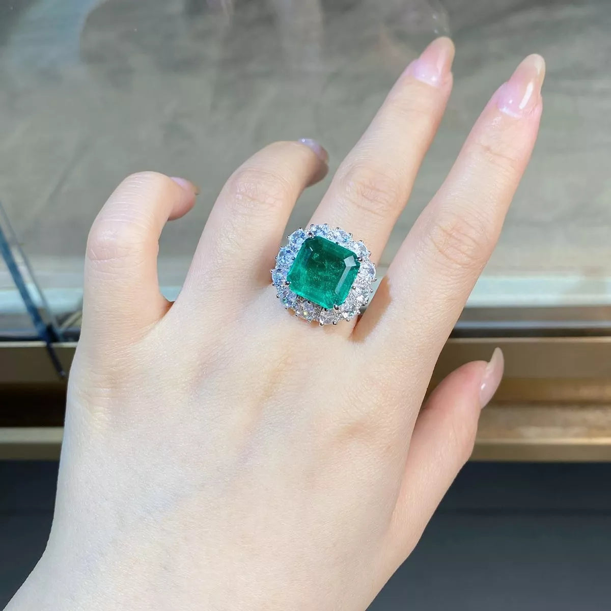925 Sterling Silver Zircon Ring for Women in Green