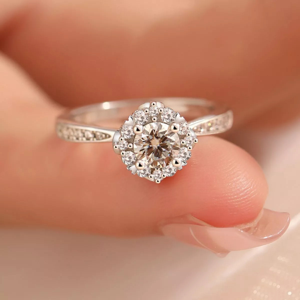 1 Carat 925 Sterling Silver Moissanite Ring for Women