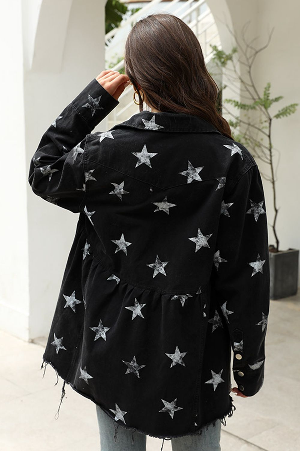 Star Print Denim Jacket