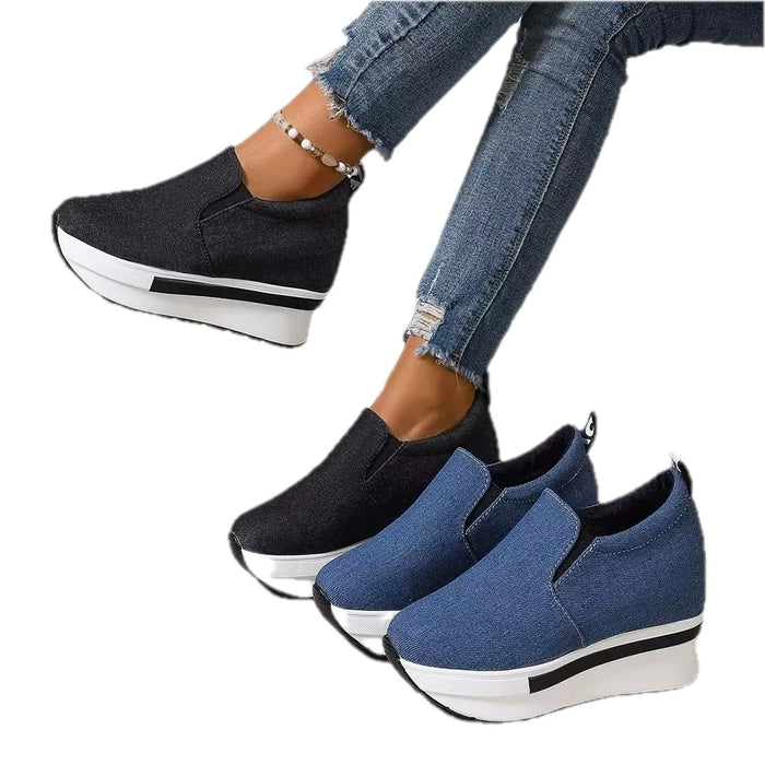 Women's Sole Cutout Round Toe Platform Slip-On Shoes