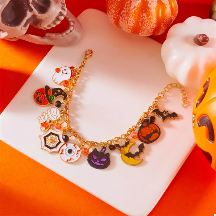 18K Gold-Plated Halloween Charm Bracelet for Women
