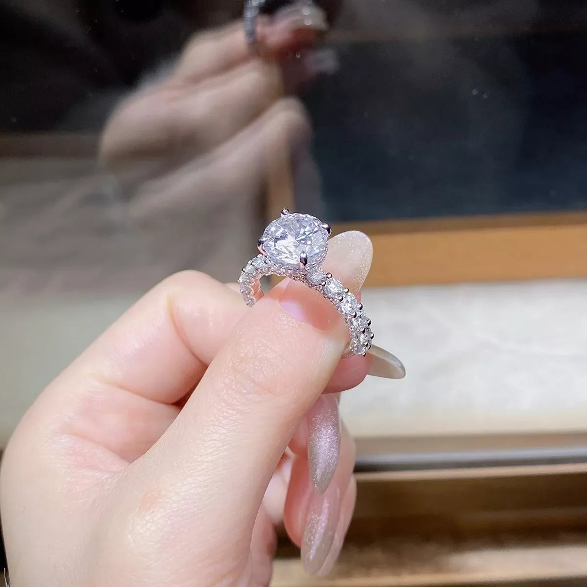 Round Solitaire 3 Carat 925 Sterling Silver Moissanite Ring for Women
