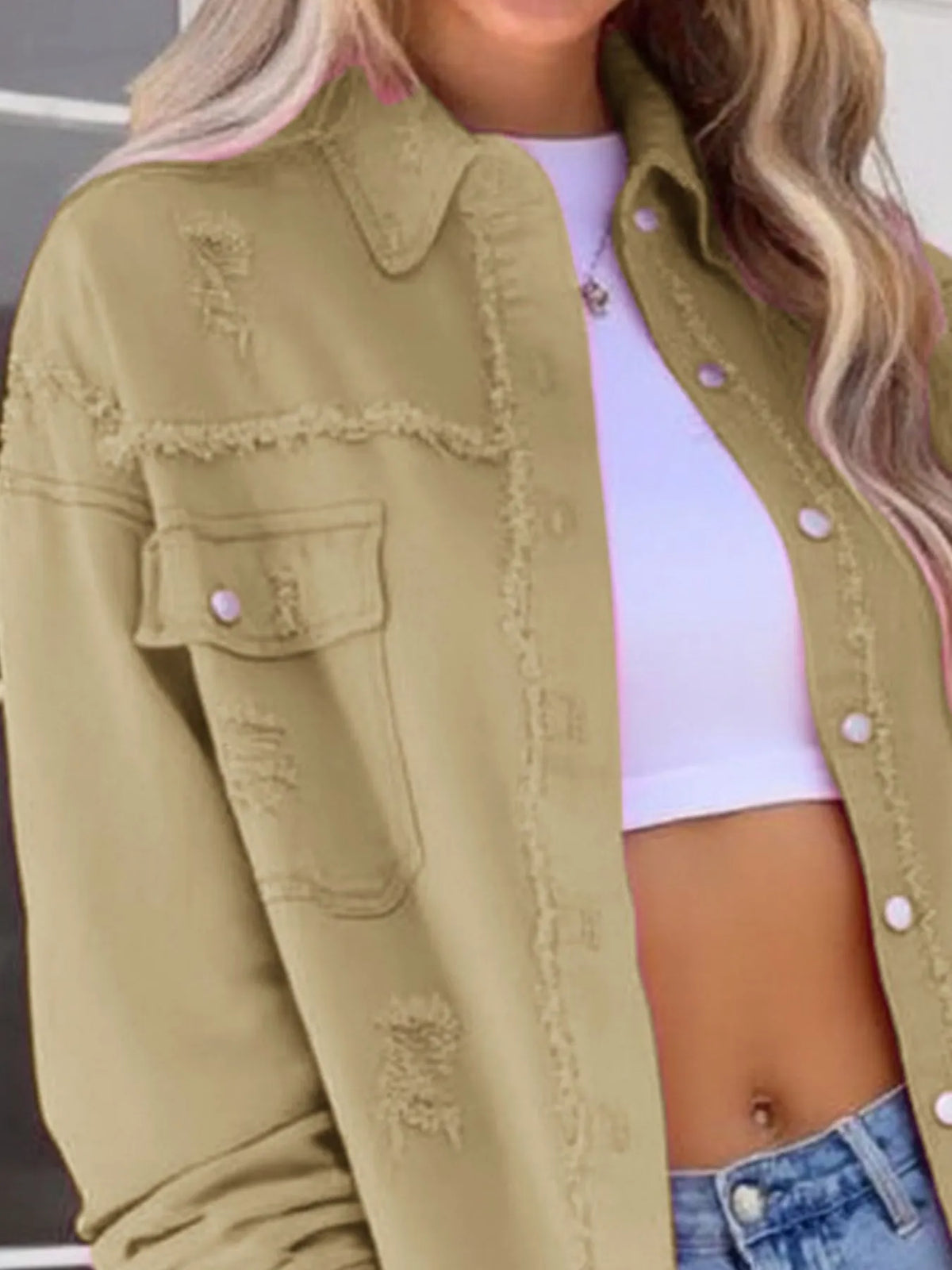 Distressed Frayed Denim Jacket
