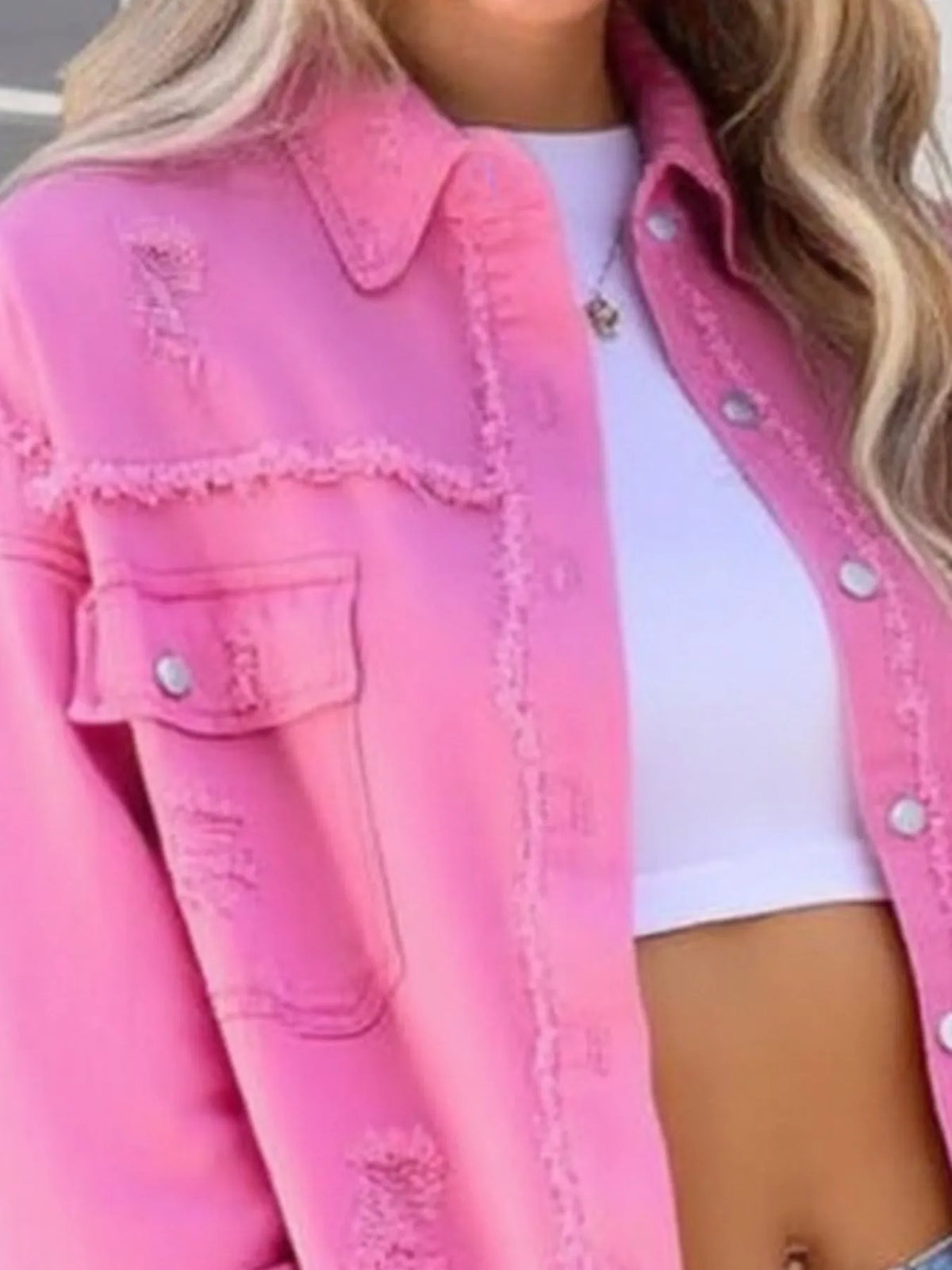Distressed Frayed Denim Jacket