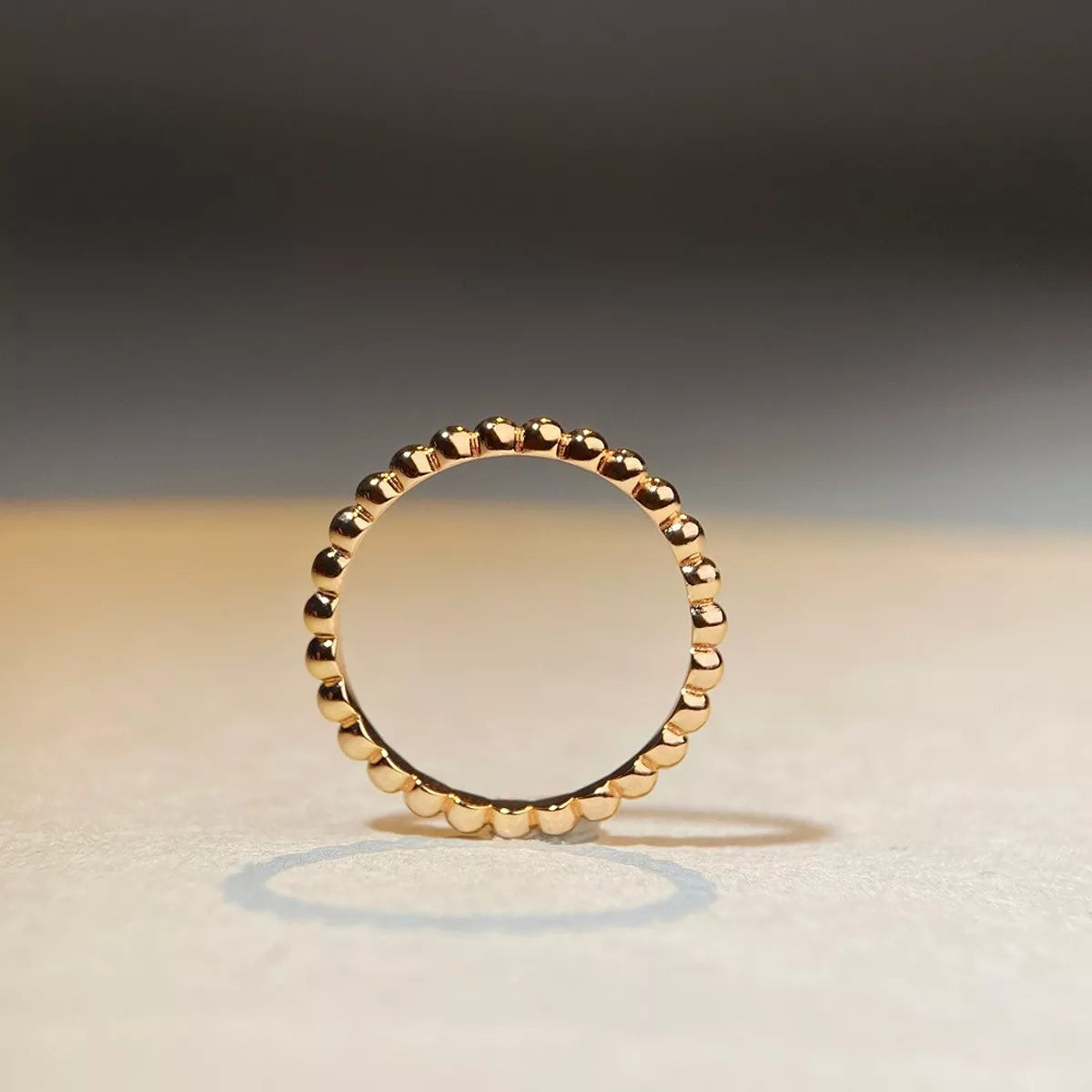 18K Gold-Plated 925 Sterling Silver Bead Ring for Women