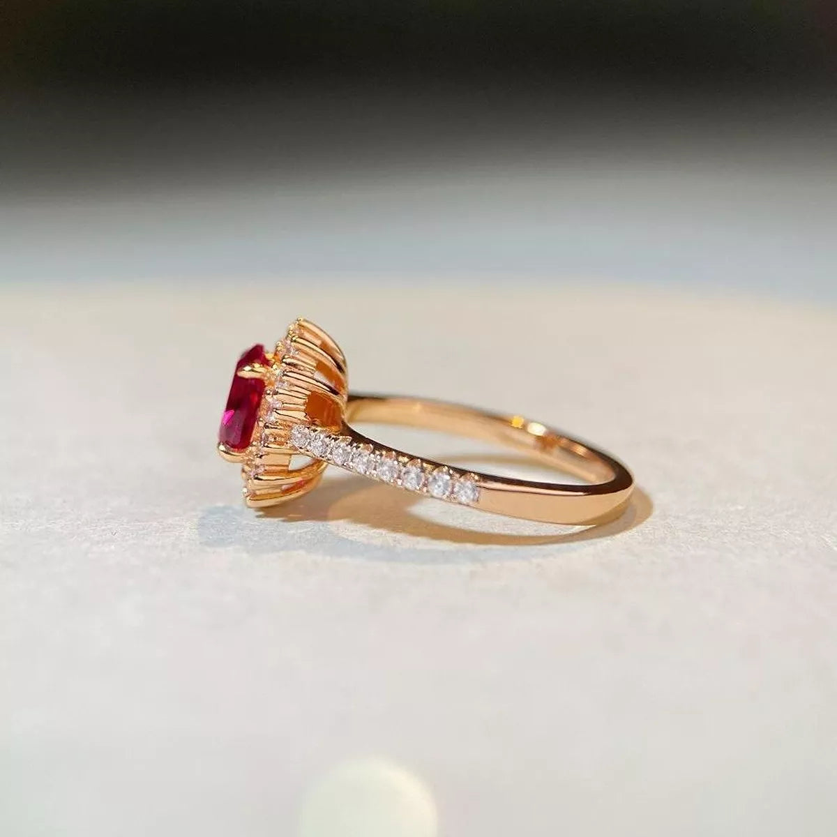 18K Gold-Plated 925 Sterling Silver Oval Ring for Women